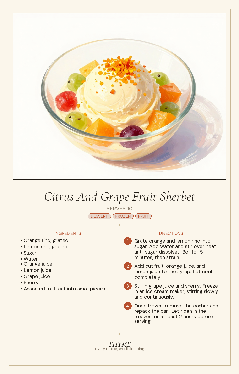 Citrus And Grape Fruit Sherbet