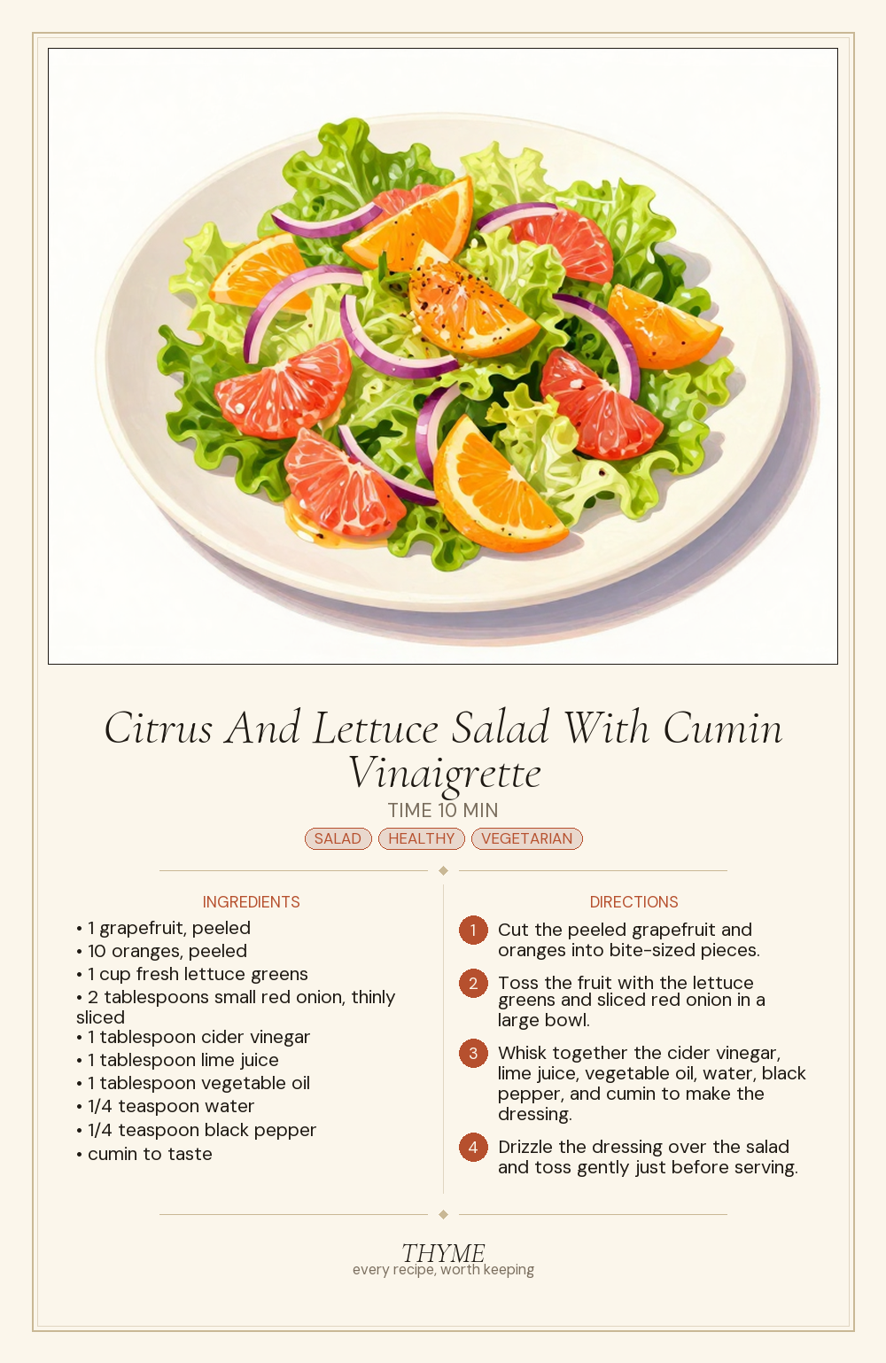 Citrus And Lettuce Salad With Cumin Vinaigrette