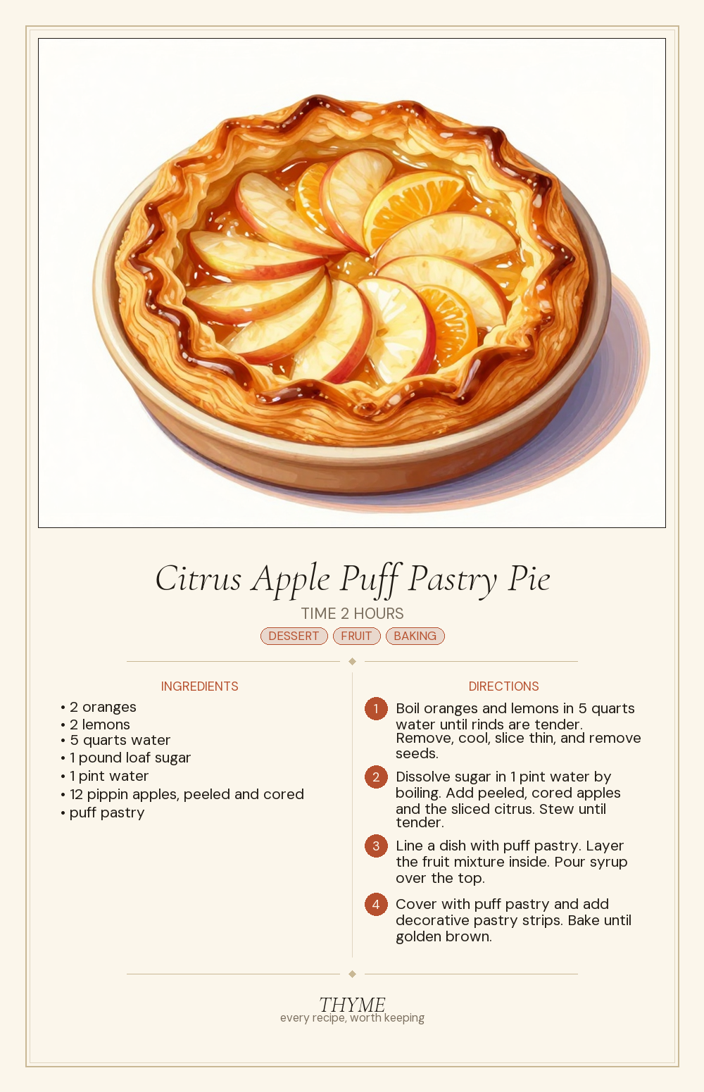 Citrus Apple Puff Pastry Pie