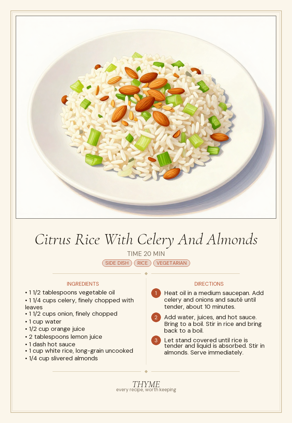 Citrus Rice With Celery And Almonds