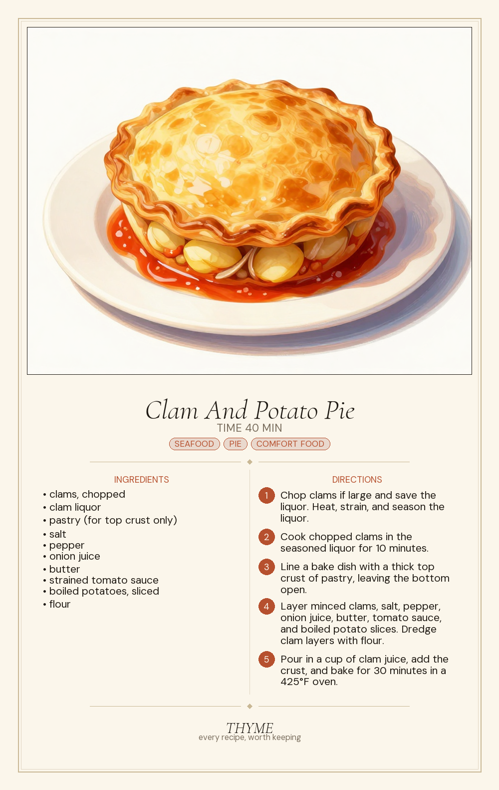 Clam And Potato Pie