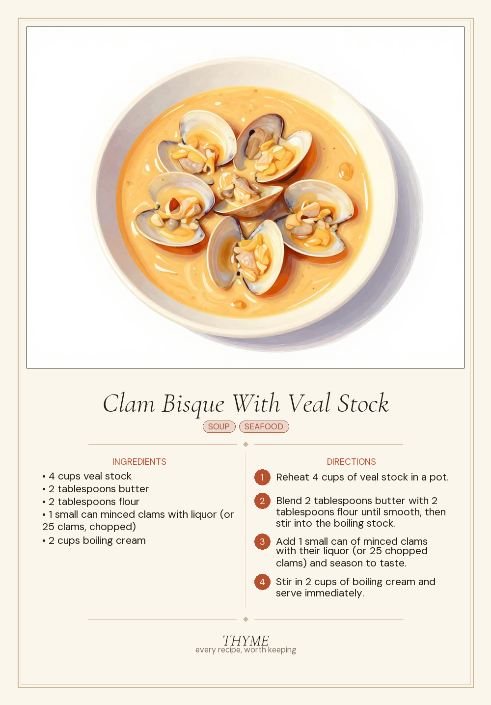 Clam Bisque With Veal Stock