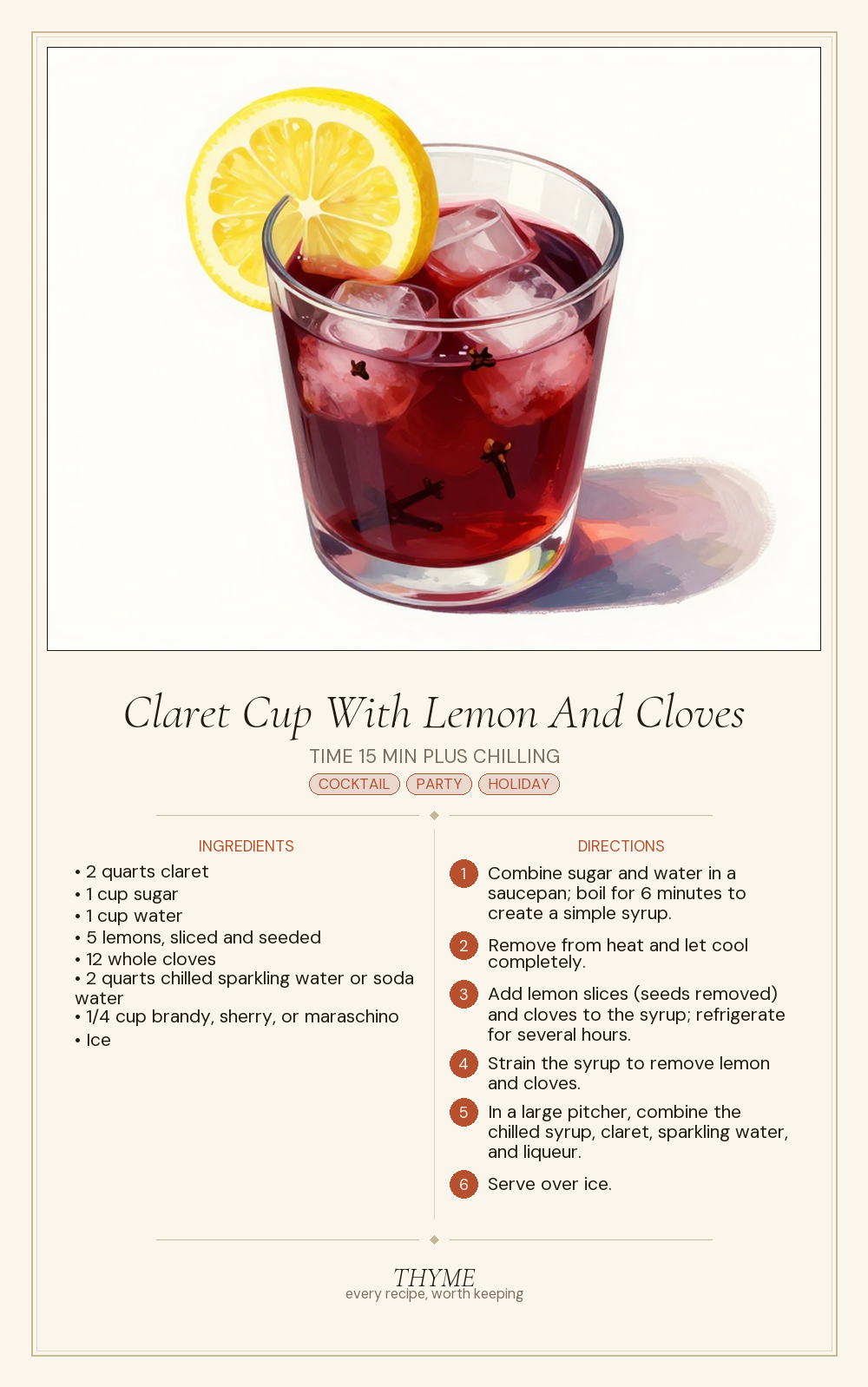 Claret Cup With Lemon And Cloves