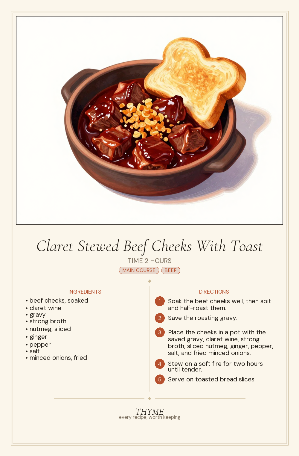 Claret Stewed Beef Cheeks With Toast