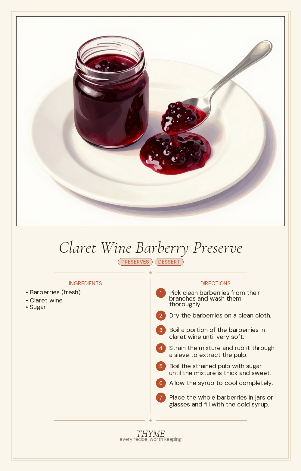 Claret Wine Barberry Preserve