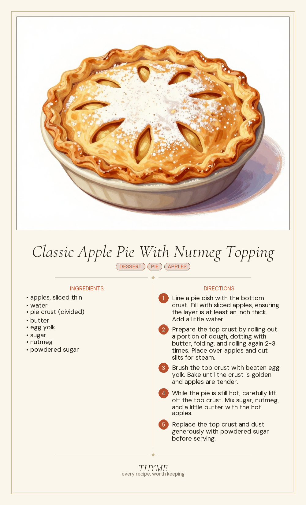 Classic Apple Pie With Nutmeg Topping