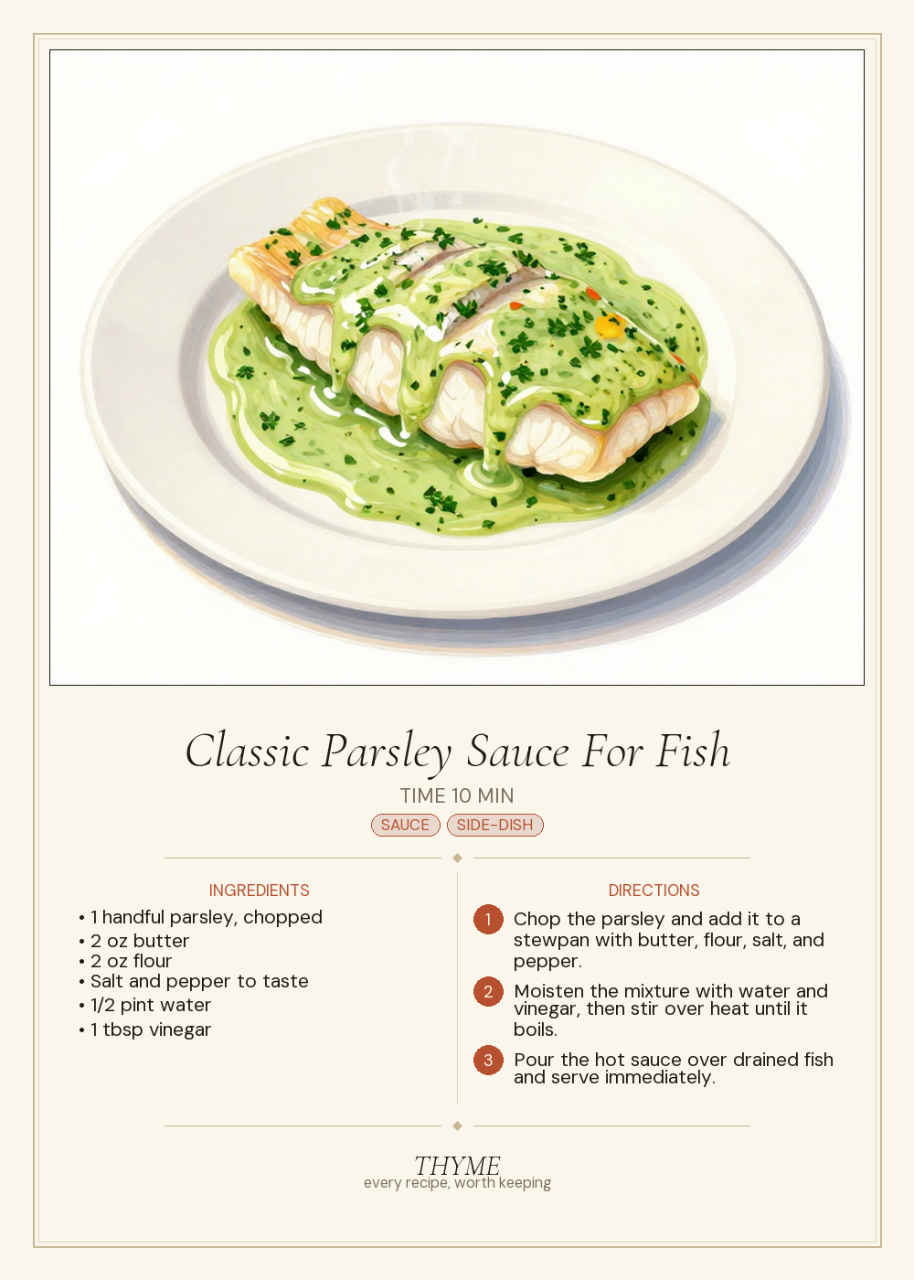 Classic Parsley Sauce For Fish