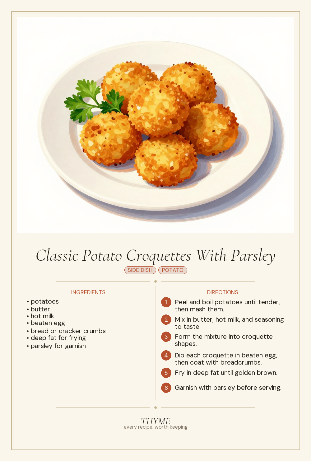 Classic Potato Croquettes With Parsley