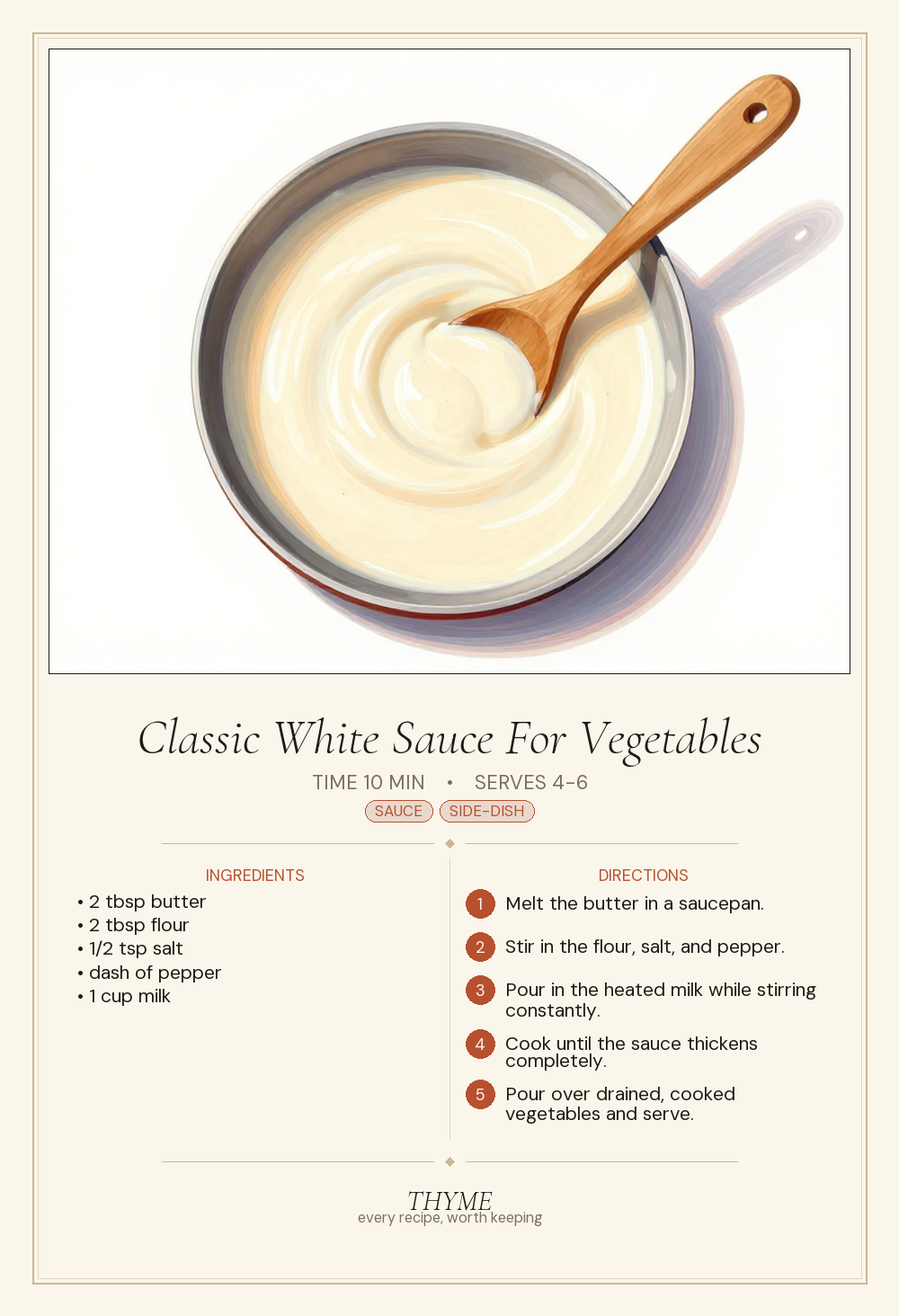 Classic White Sauce For Vegetables