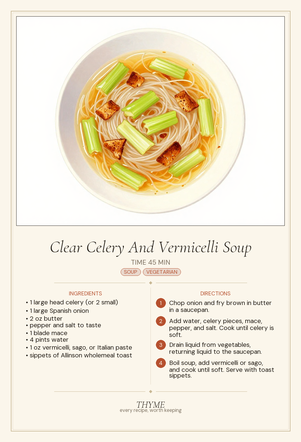 Clear Celery And Vermicelli Soup