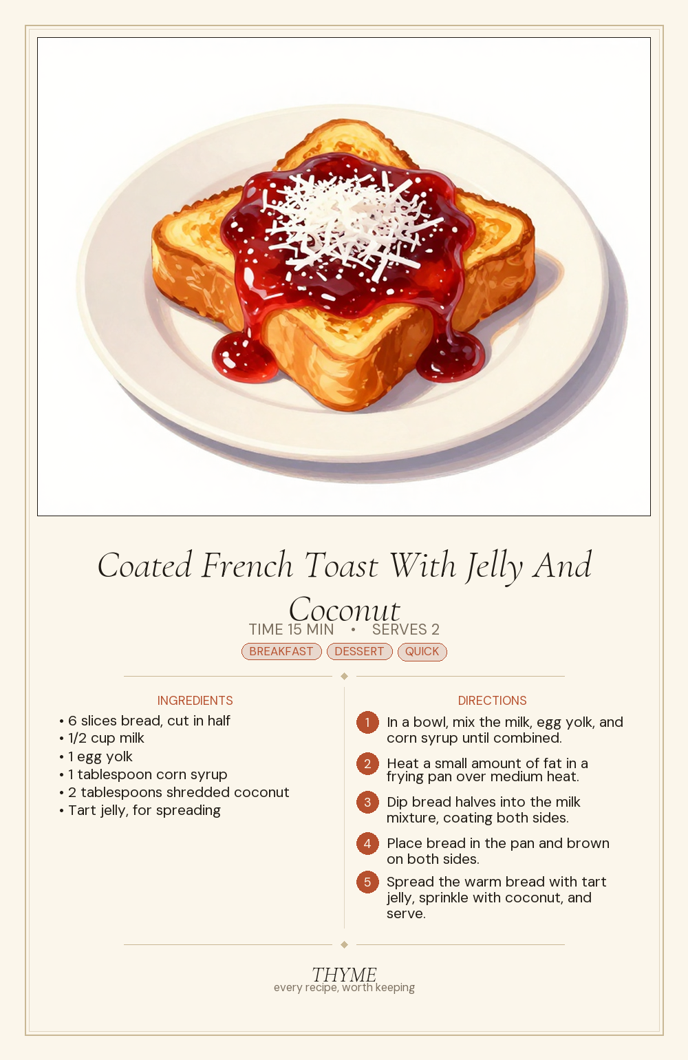 Coated French Toast With Jelly And Coconut