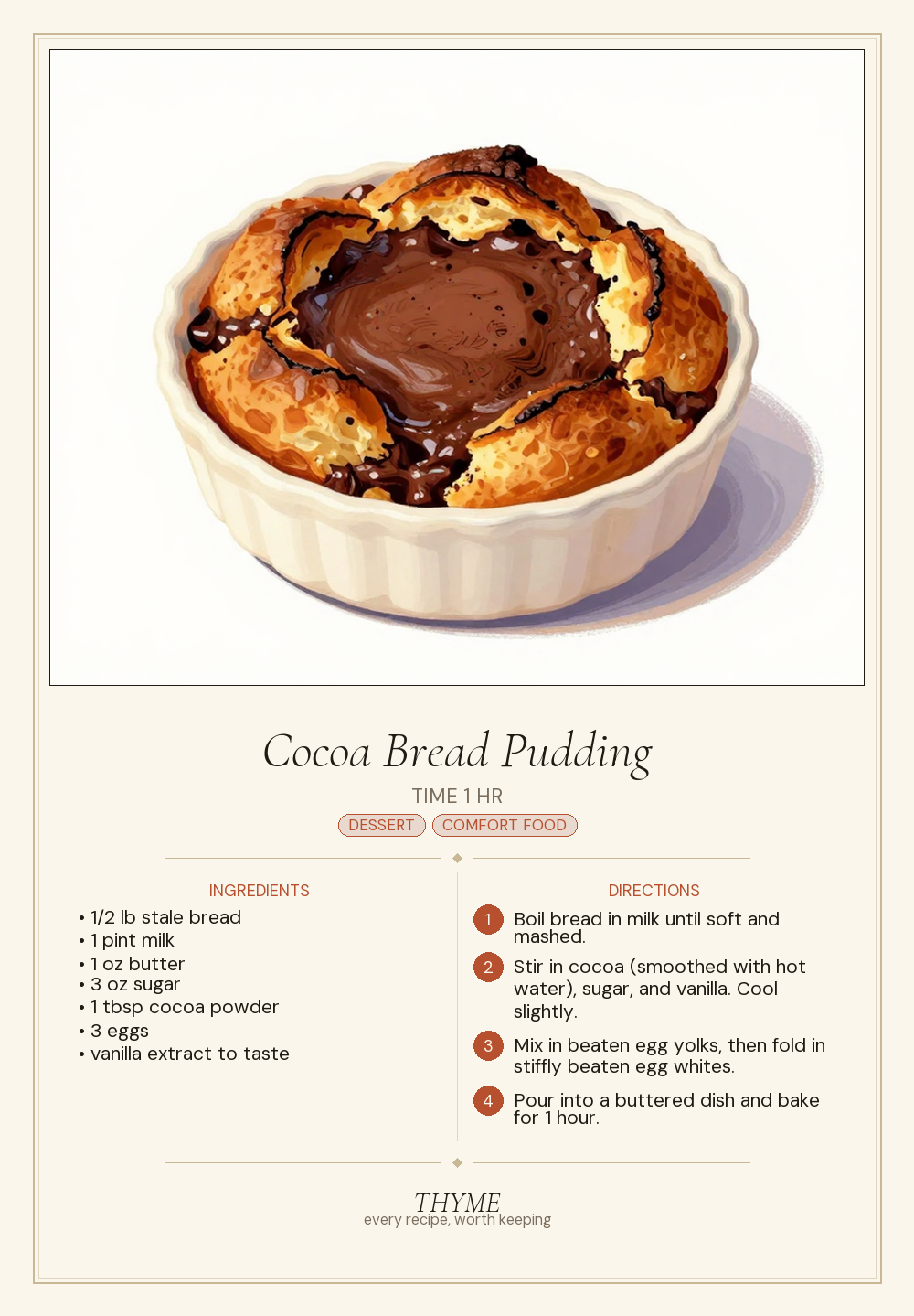 Cocoa Bread Pudding
