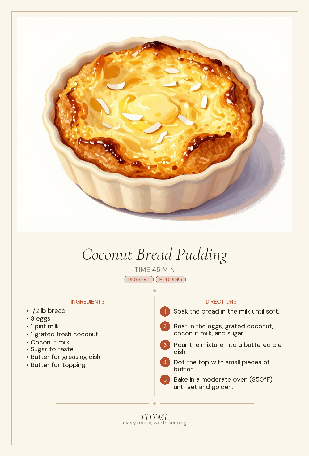 Coconut Bread Pudding