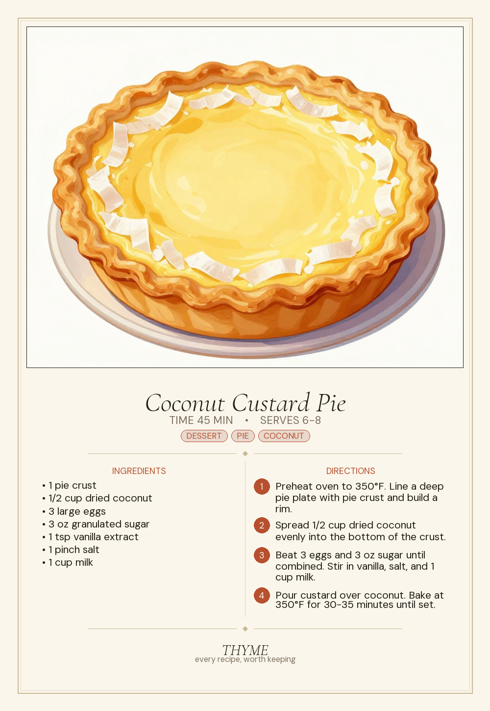 Coconut Custard Pie