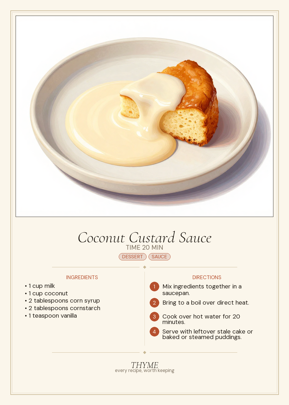 Coconut Custard Sauce