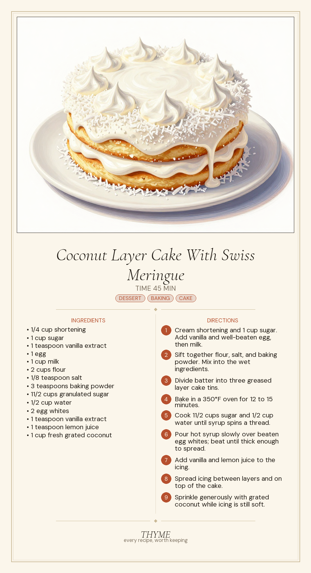 Coconut Layer Cake With Swiss Meringue