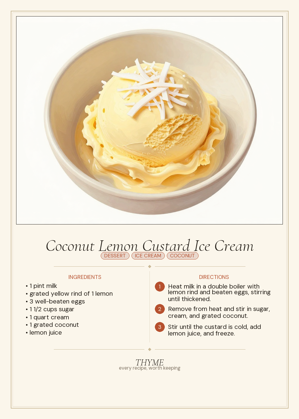 Coconut Lemon Custard Ice Cream