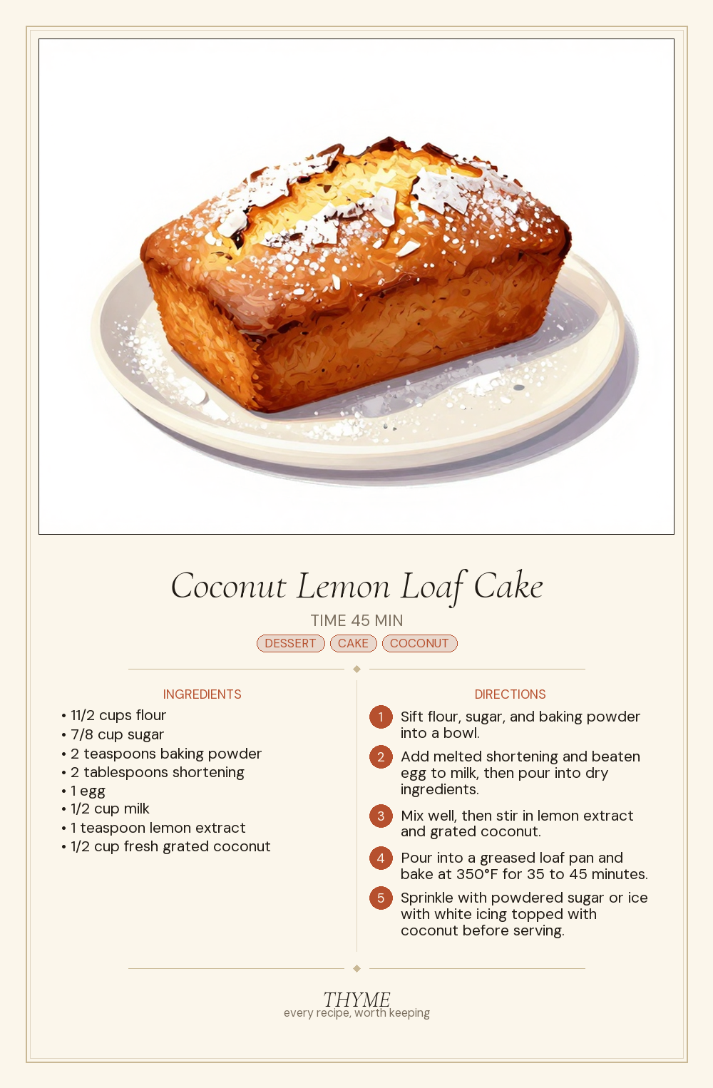 Coconut Lemon Loaf Cake