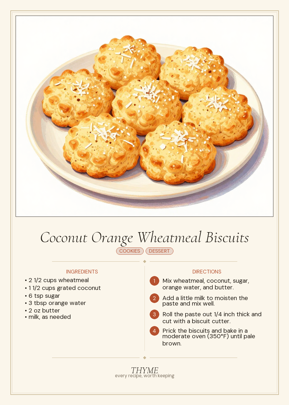 Coconut Orange Wheatmeal Biscuits