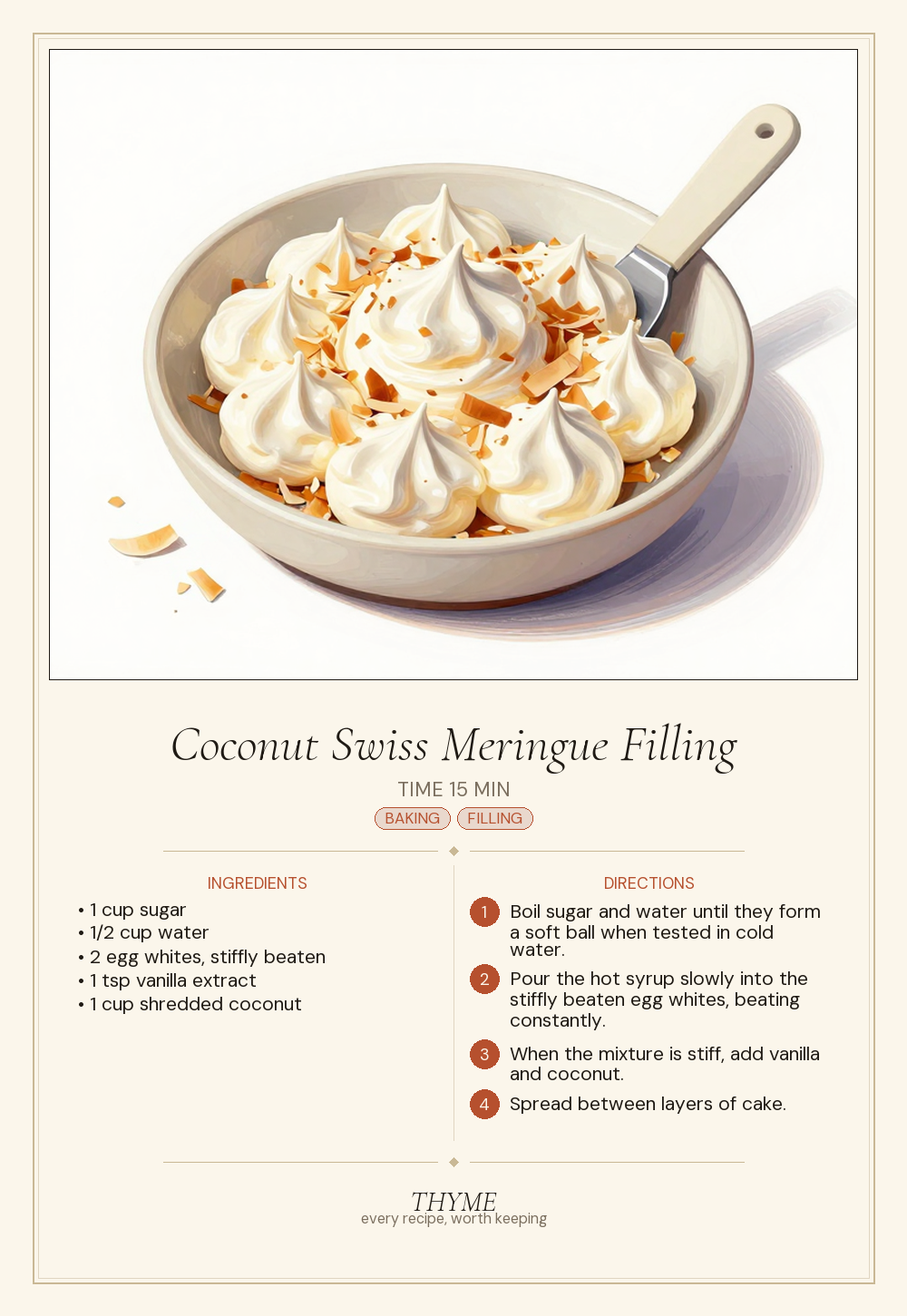 Coconut Swiss Meringue Filling