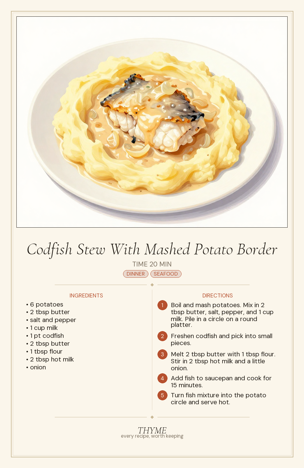 Codfish Stew With Mashed Potato Border