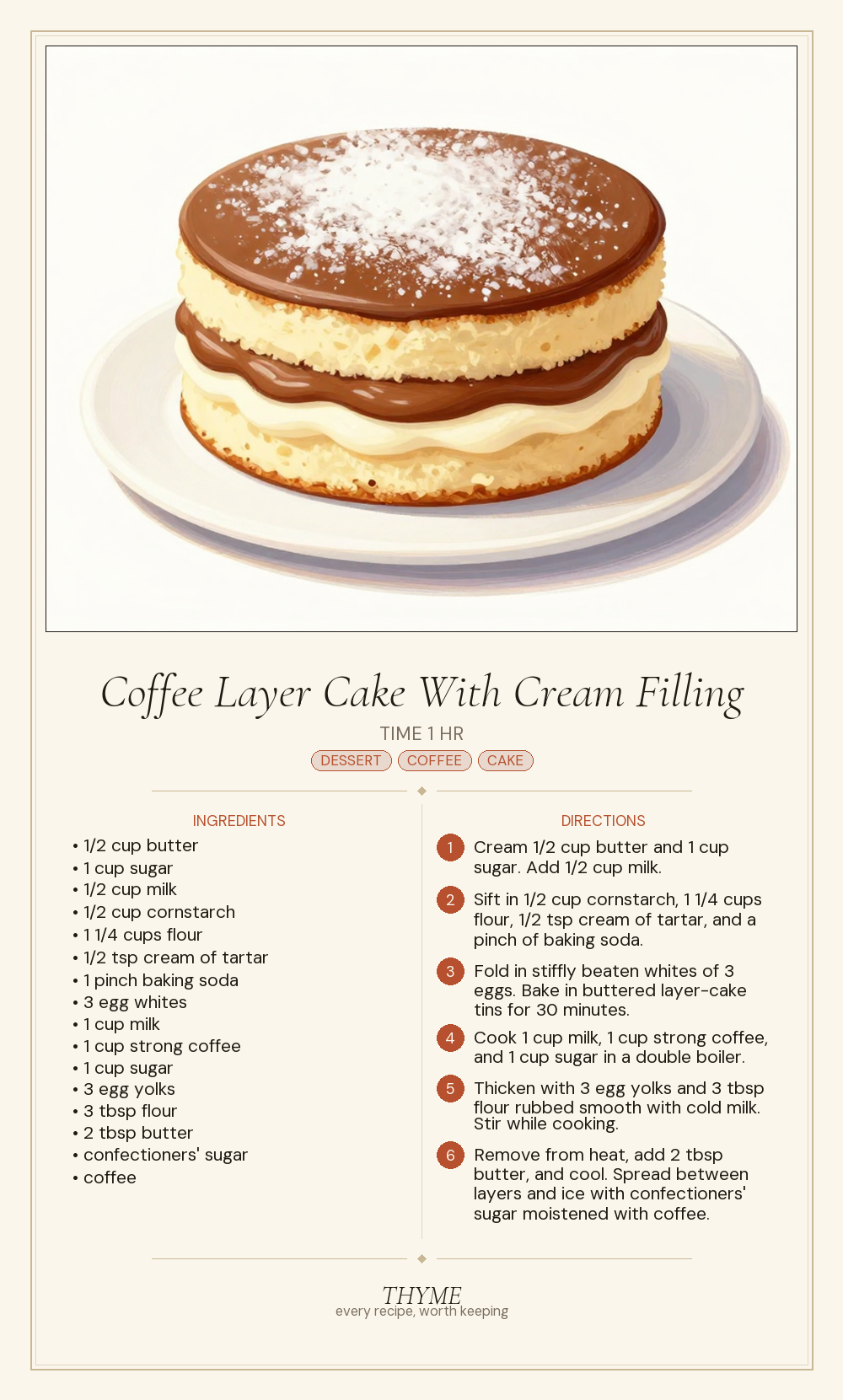 Coffee Layer Cake With Cream Filling