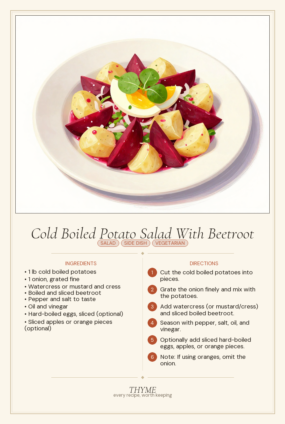 Cold Boiled Potato Salad With Beetroot