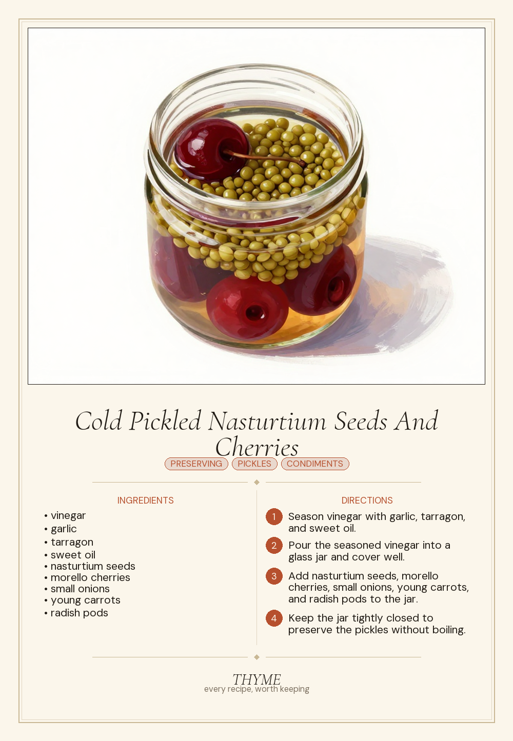 Cold Pickled Nasturtium Seeds And Cherries