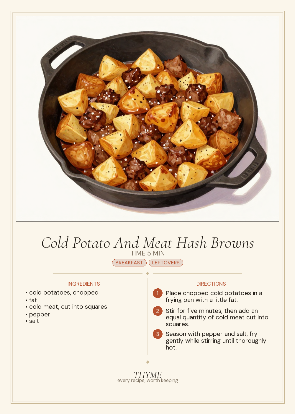 Cold Potato And Meat Hash Browns