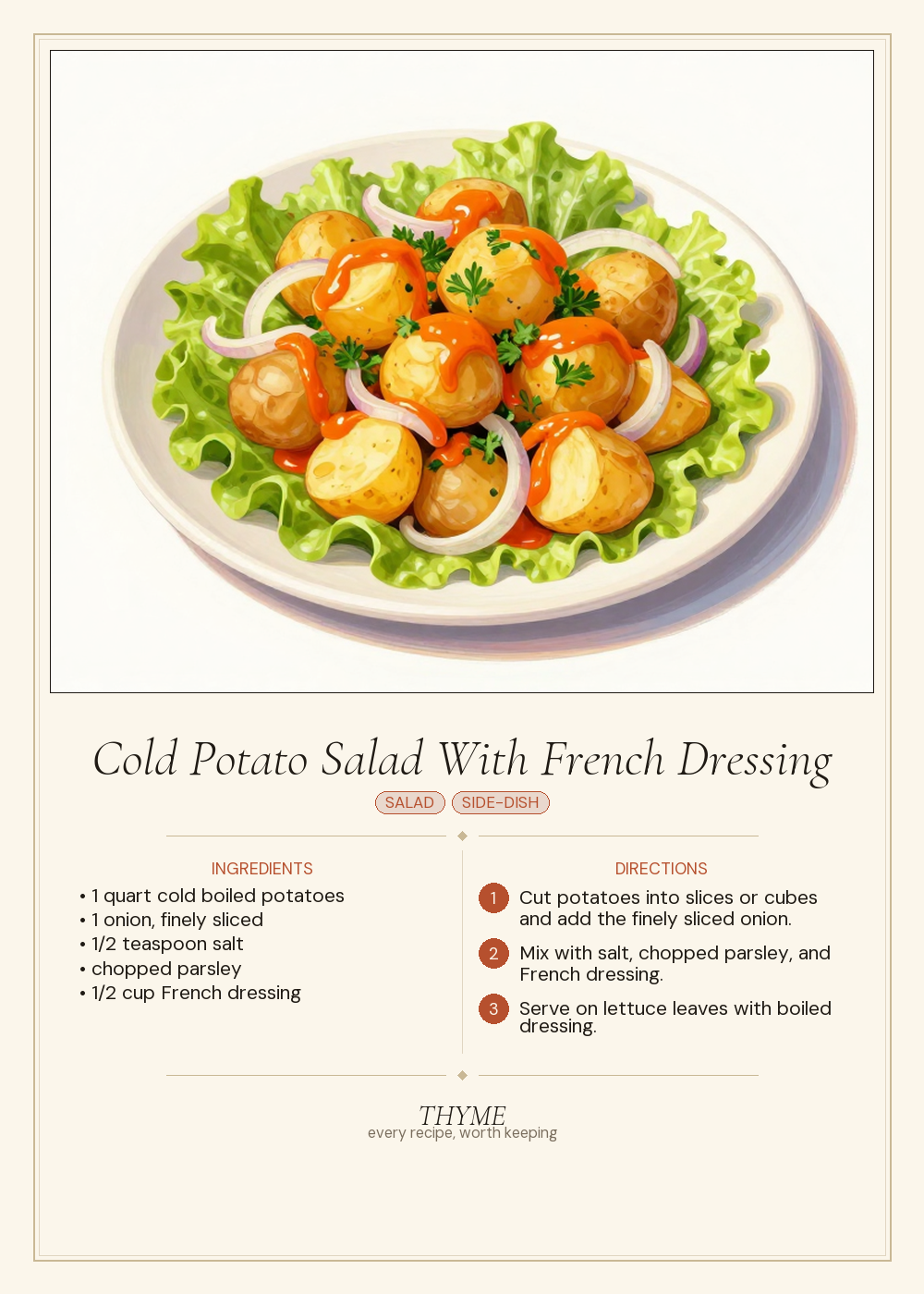 Cold Potato Salad With French Dressing