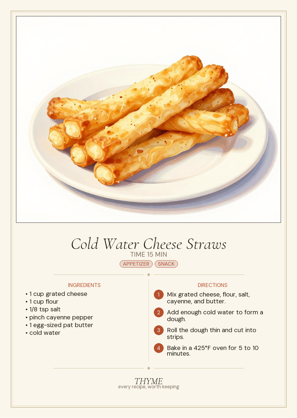 Cold Water Cheese Straws