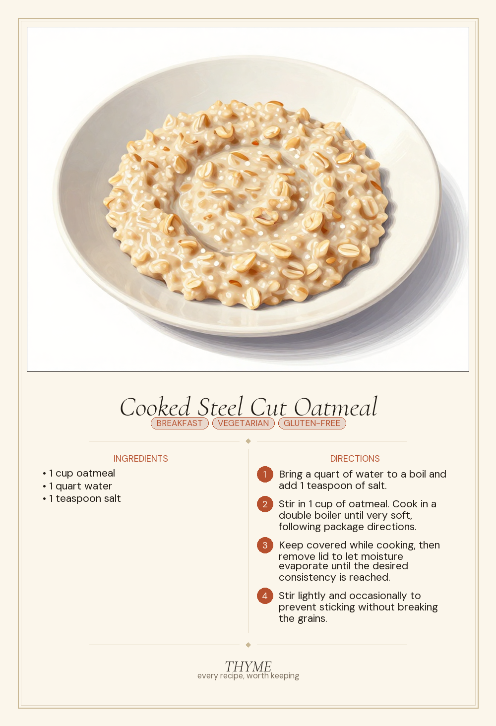 Cooked Steel Cut Oatmeal
