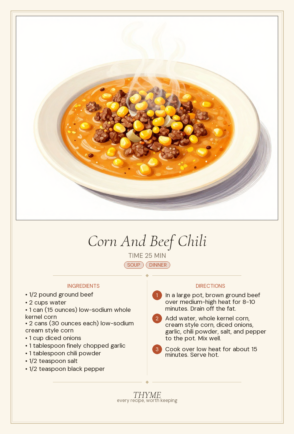 Corn And Beef Chili