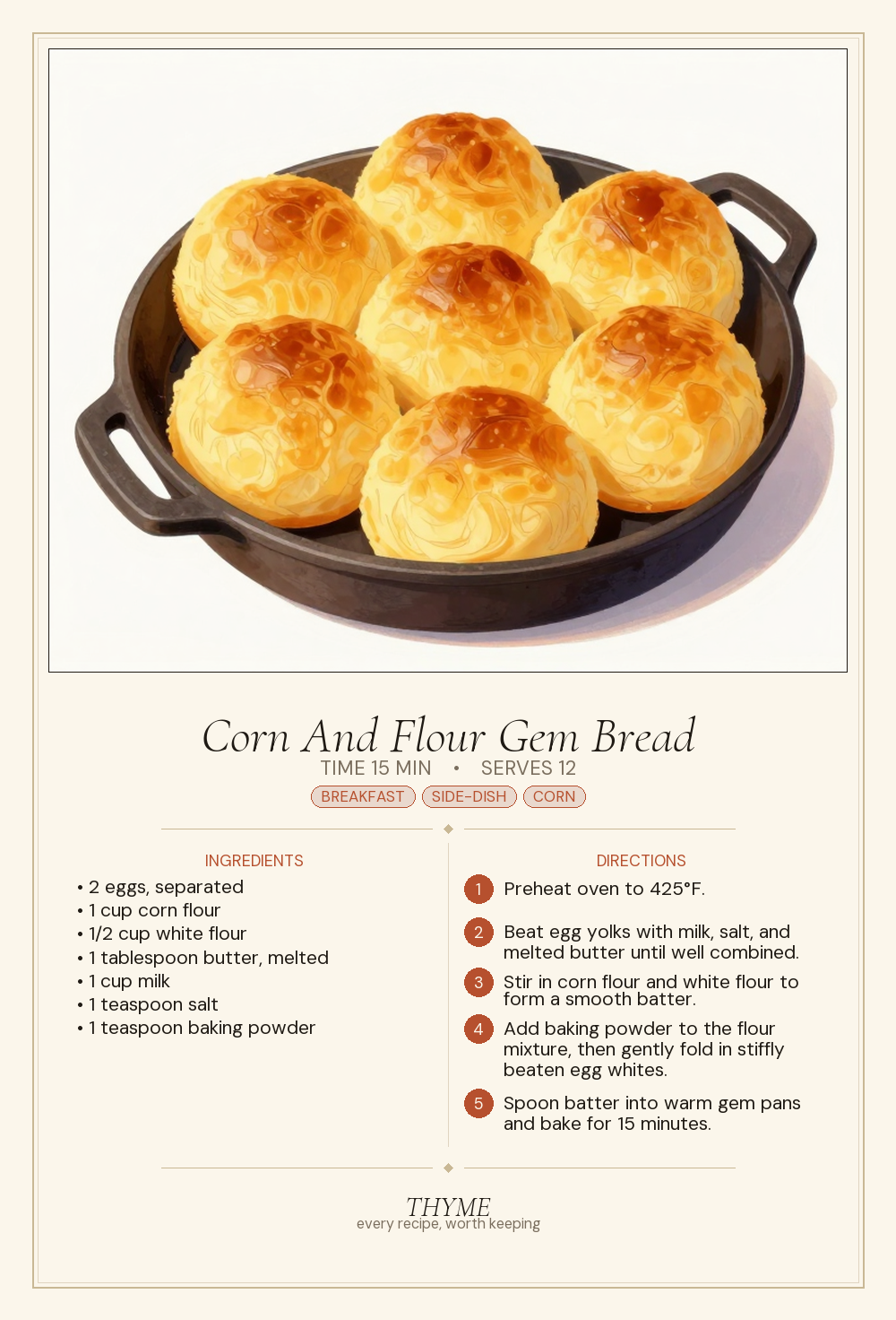 Corn And Flour Gem Bread