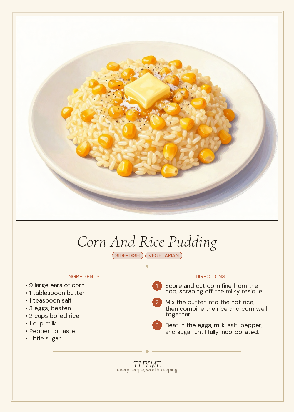 Corn And Rice Pudding