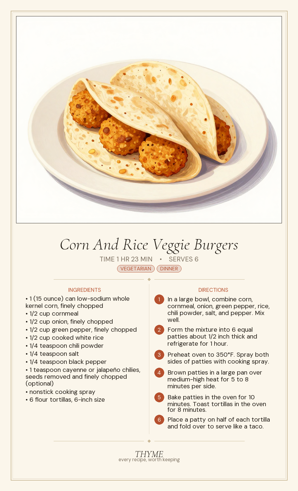 Corn And Rice Veggie Burgers