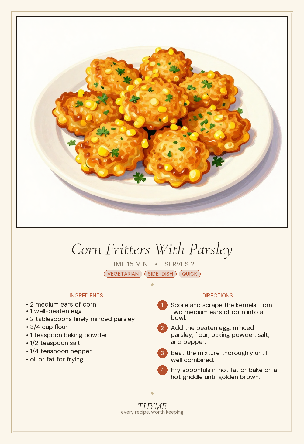 Corn Fritters With Parsley
