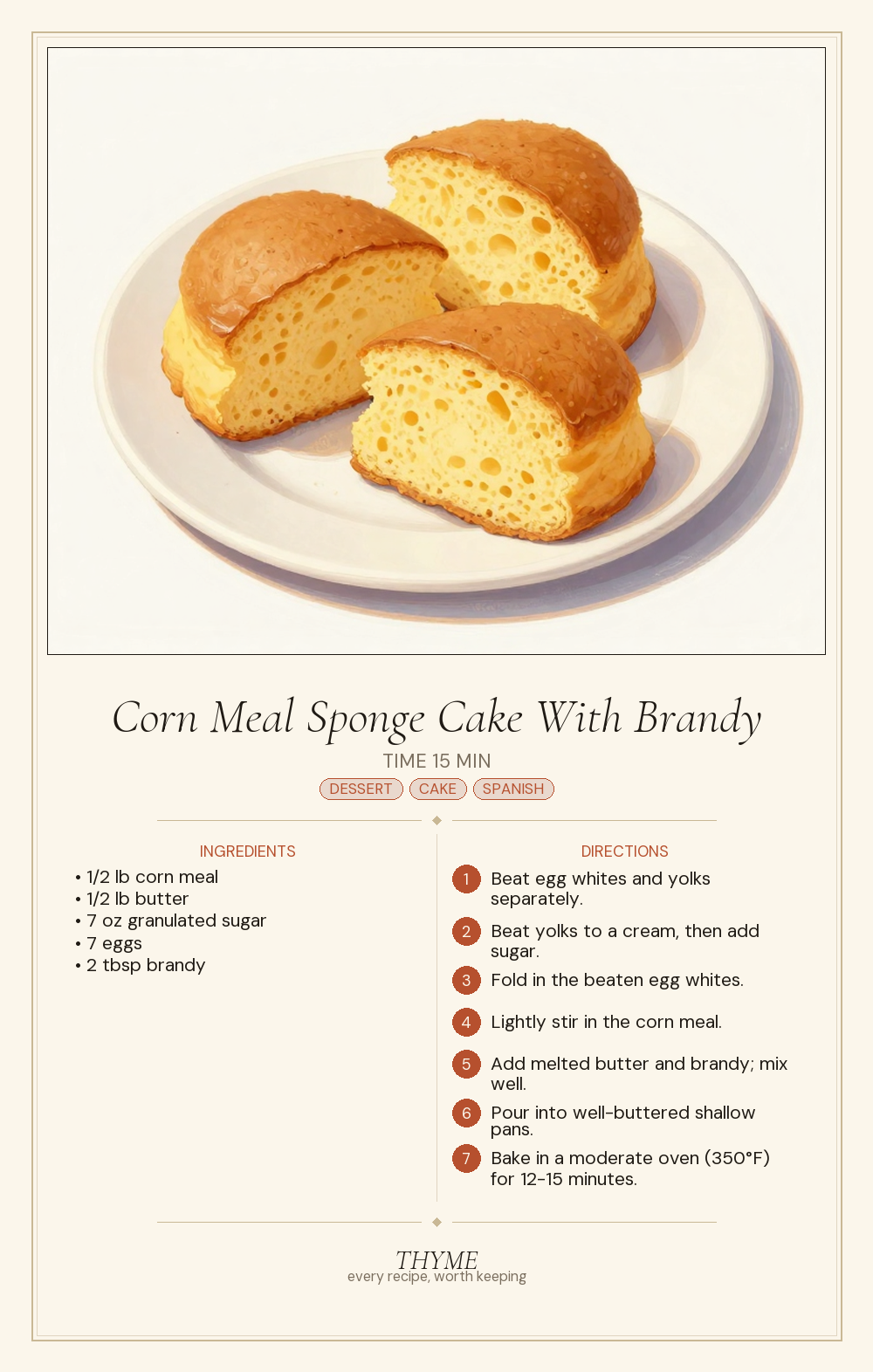 Corn Meal Sponge Cake With Brandy
