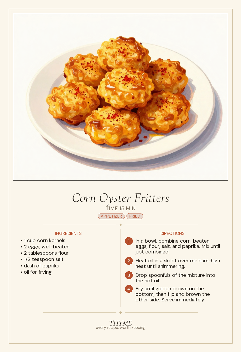 Corn Oyster Fritters