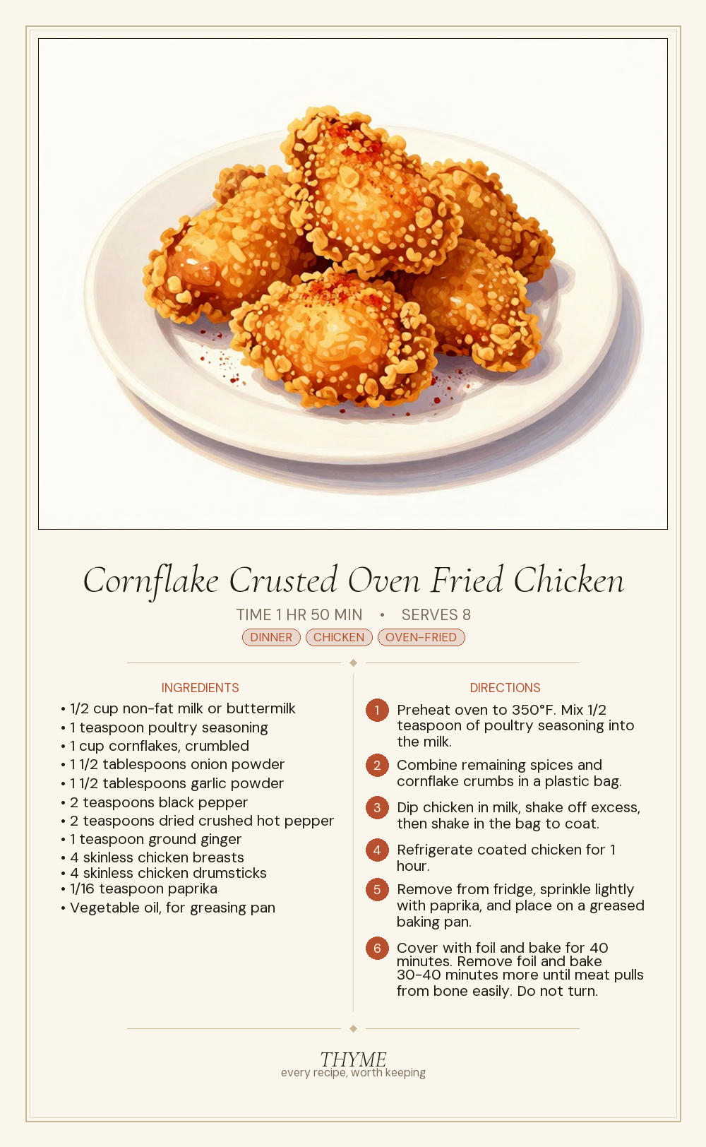 Cornflake Crusted Oven Fried Chicken