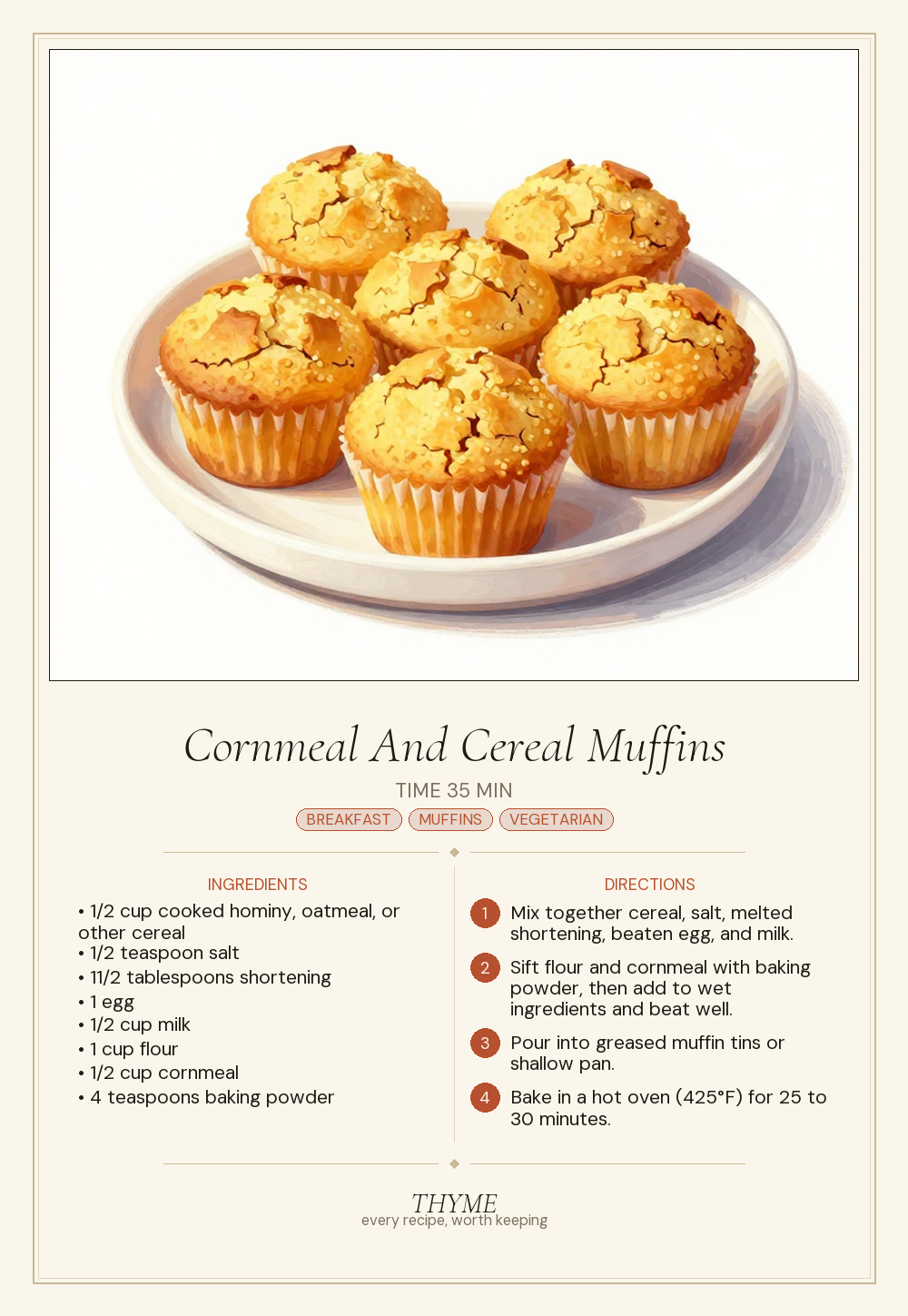 Cornmeal And Cereal Muffins