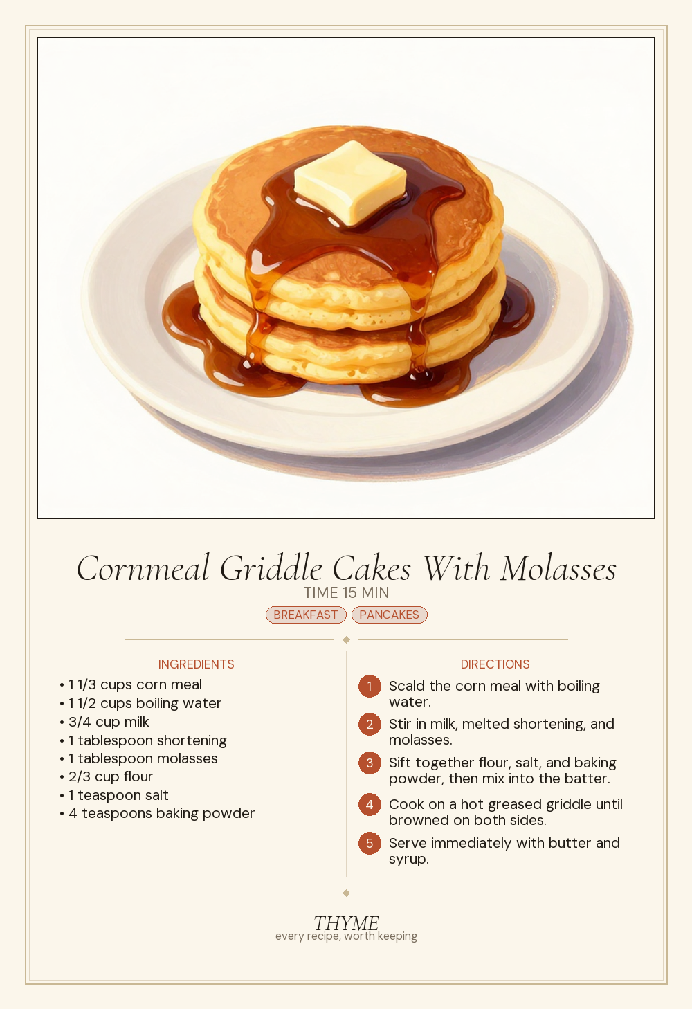 Cornmeal Griddle Cakes With Molasses