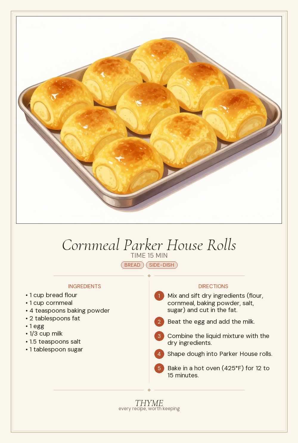 Cornmeal Parker House Rolls