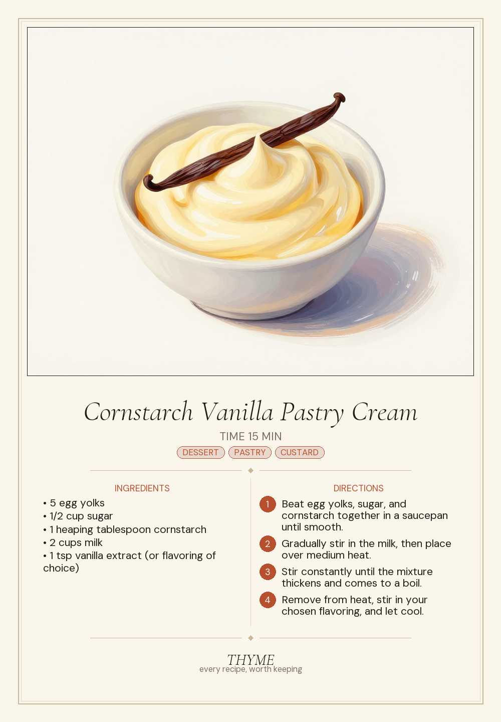 Cornstarch Vanilla Pastry Cream