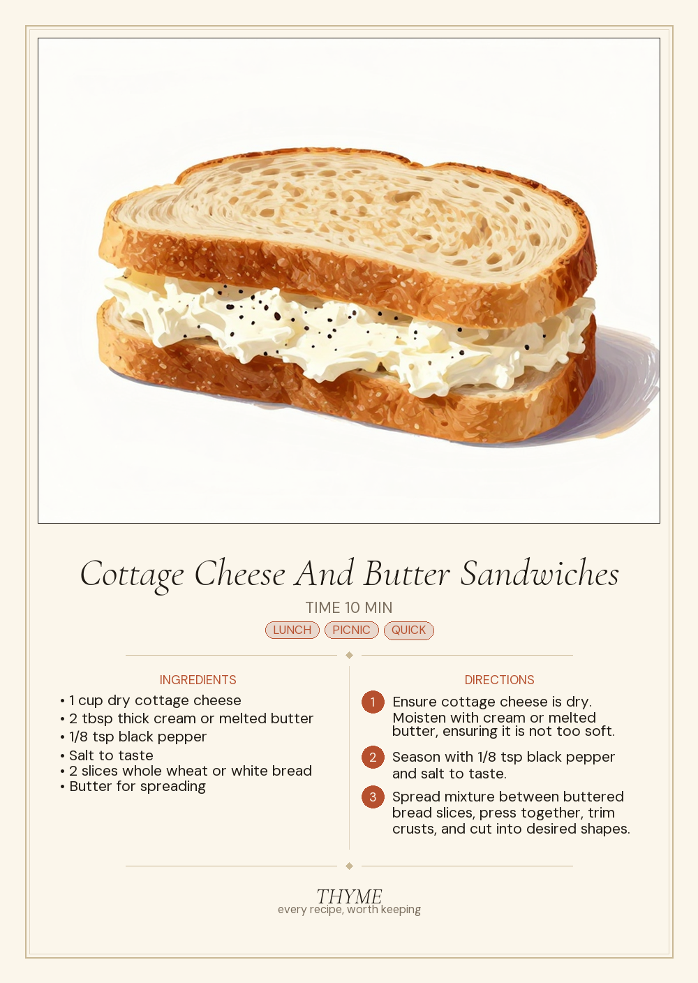 Cottage Cheese And Butter Sandwiches