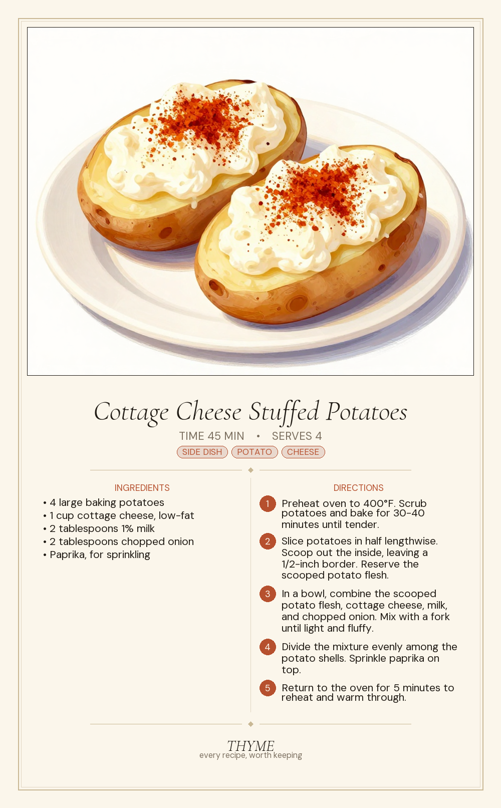 Cottage Cheese Stuffed Potatoes