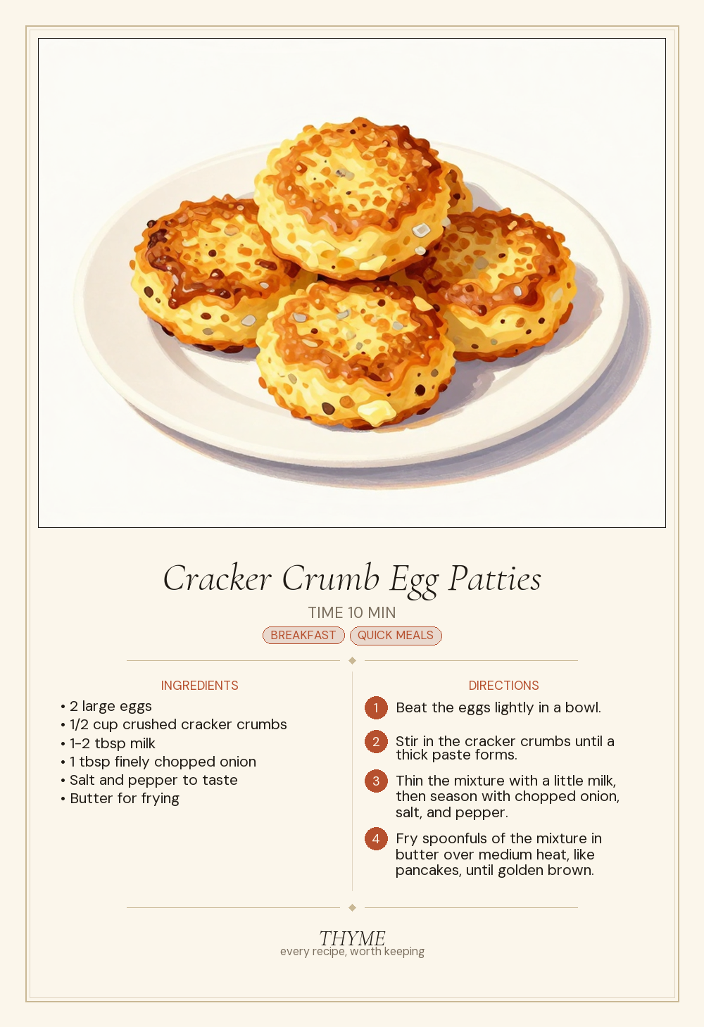 Cracker Crumb Egg Patties