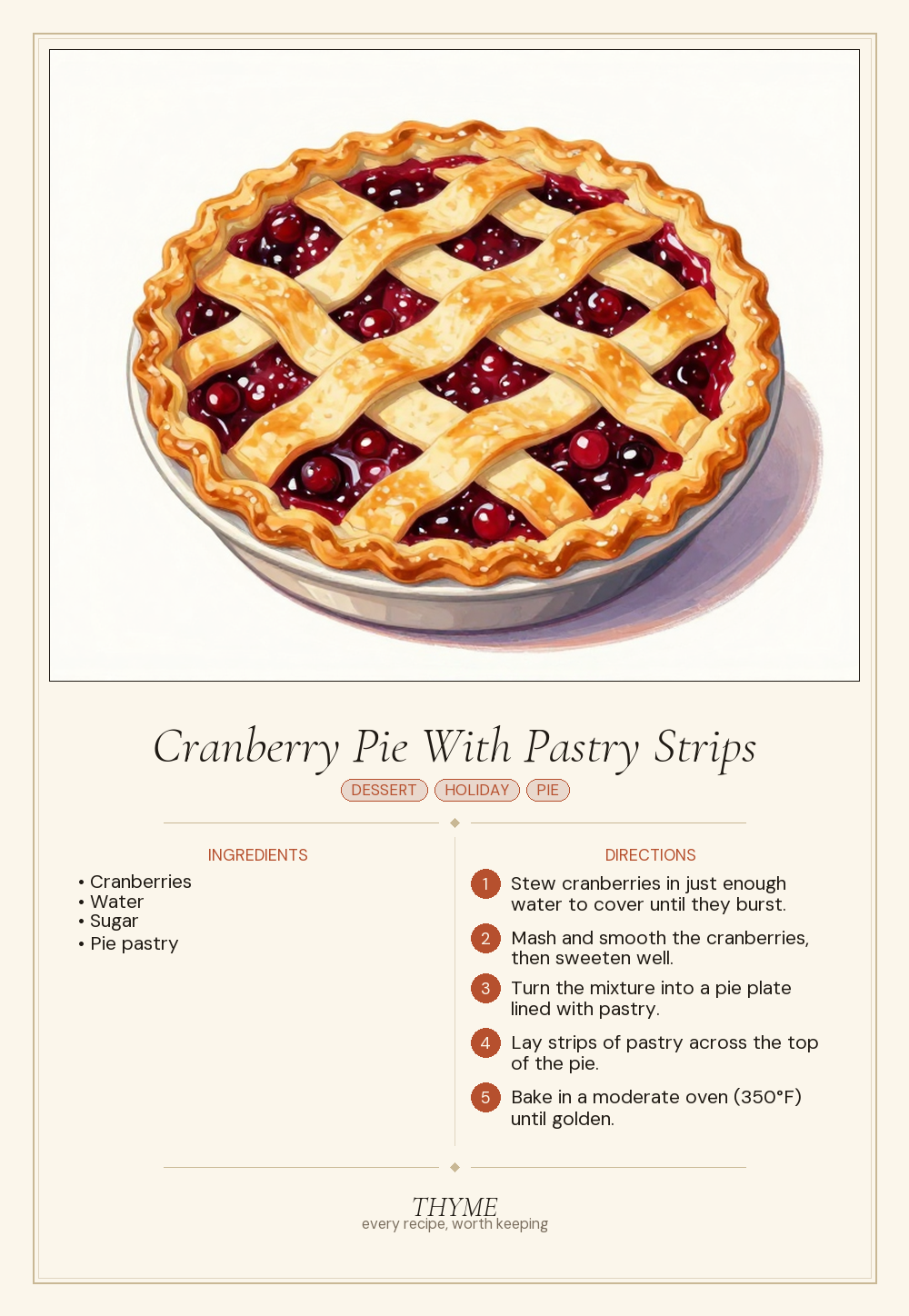 Cranberry Pie With Pastry Strips