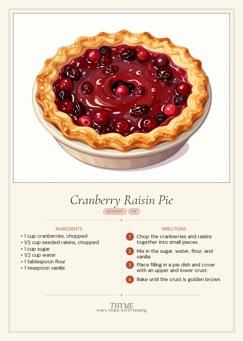 Cranberry Raisin Pie
