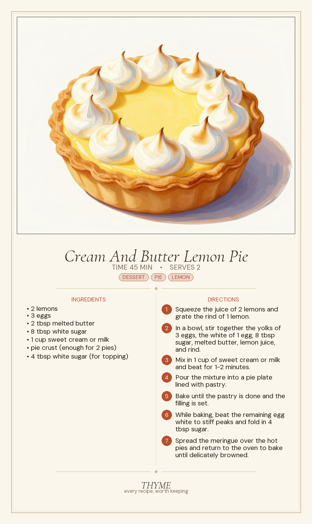 Cream And Butter Lemon Pie
